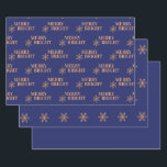 Simple elegant gold snowflakes navy blue Christmas Wrapping Paper Sheet<br><div class="desc">Christmas minimal elegant gold copper snowflakes pattern dark navy blue wrapping paper.</div>