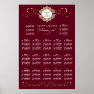 Simple Elegant Gold Swirl Black Wedding Seating Po Poster