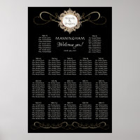 Simple Elegant Gold Swirl Black Wedding Seating