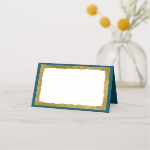 Simple Elegant Gold Teal Party Event Place Card