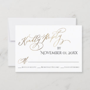 Simple, Elegant, Gold Type Kindly Reply RSVP Card