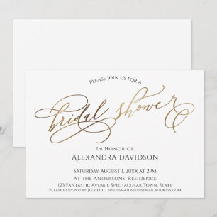 Simple Elegant Gold Typography Bridal Shower Invitation