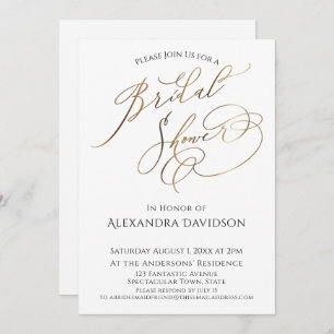 Simple Elegant Gold Typography Bridal Shower Invitation
