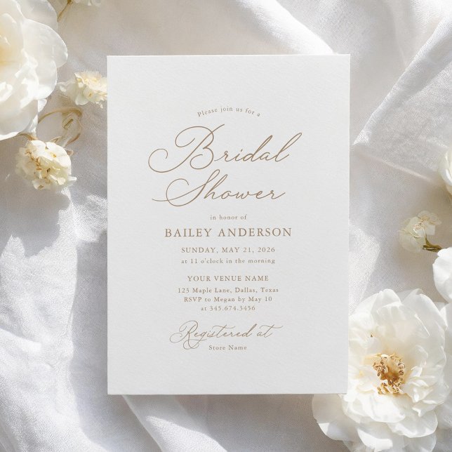Simple Elegant Gold Typography Bridal Shower Invitation (Creator Uploaded)
