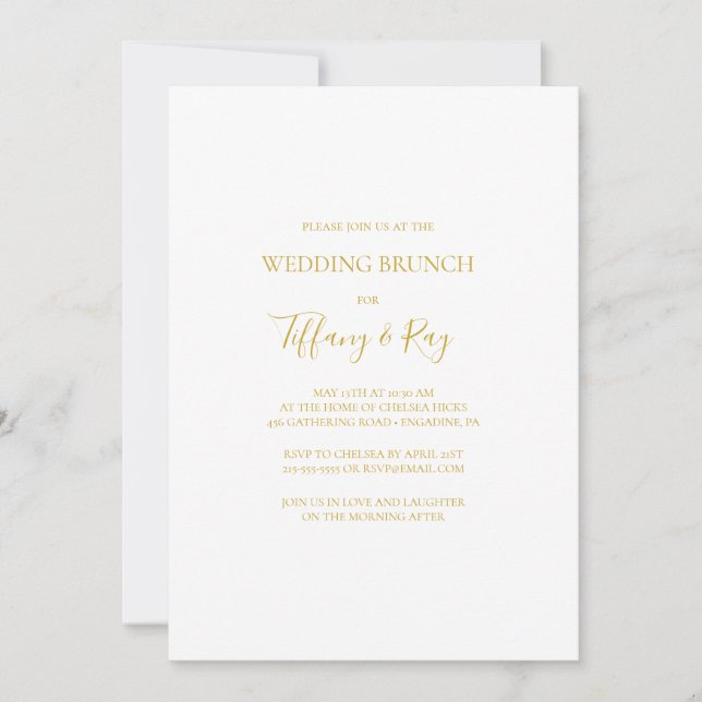 Simple Elegant Gold Wedding Brunch Invitation (Front)
