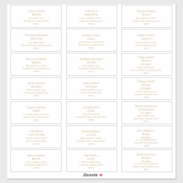 Simple Elegant | Gold Wedding Guest Address Labels (Sheet)