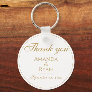 Simple Elegant Gold Wedding Thank you  Key Ring