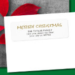 Simple Elegant Gold White Christmas Label<br><div class="desc">Simple customisable label with FAUX gold text and white background.</div>