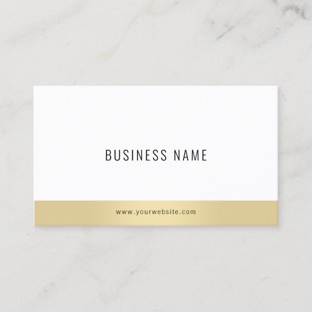 Simple Elegant Gold White Company Professional Top Business Card (Front)