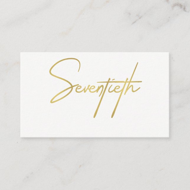 SIMPLE ELEGANT GOLD WHITE TYPOGRAPHY 70 BIRTHDAY PLACE CARD (Front)