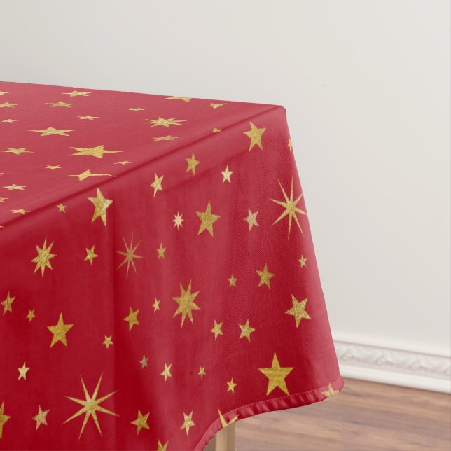  Simple Elegant Golden Cute Festive Red Christmas Tablecloth (In Situ)