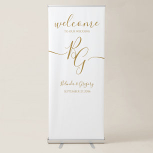 Simple Elegant Golden Initial Wedding Welcome Sign
