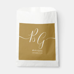 Simple Elegant Golden Initials Wedding  Favour Bags