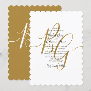 Simple Elegant Golden Initials Wedding Invitations