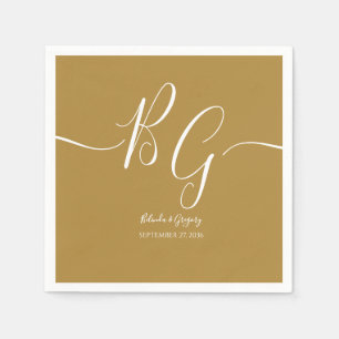 Simple Elegant Golden Initials Wedding Napkin
