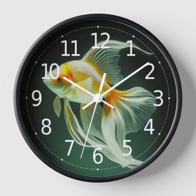 Simple Elegant Goldfish Digital Artwork | Clock (Front)