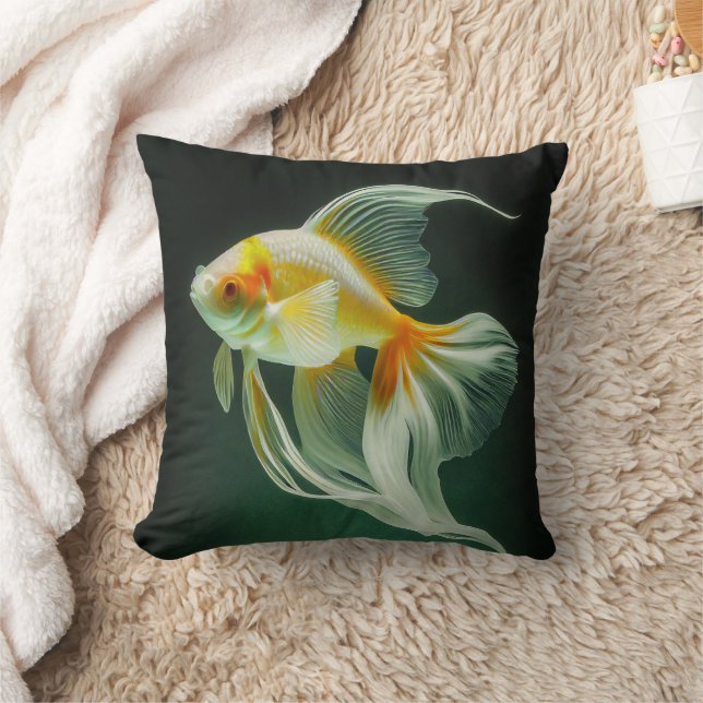 Simple Elegant Goldfish Digital Artwork | Cushion (Blanket)