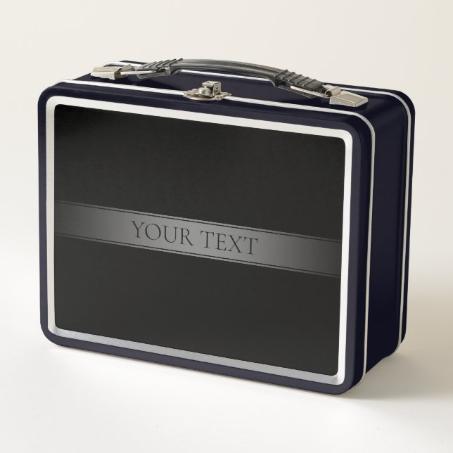 Simple Elegant Gradient Stripe Editable Colour Metal Lunch Box (Front)