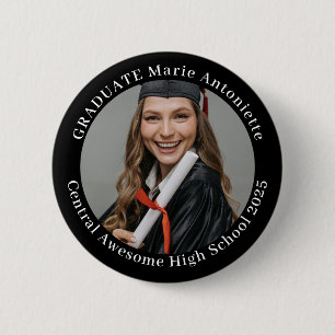 Simple Elegant Graduate Photo Graduation 6 Cm Round Badge