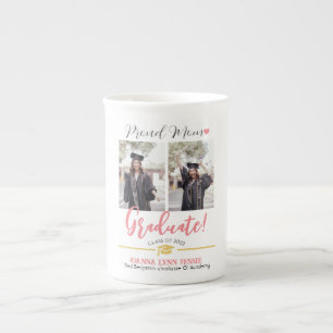 Simple Elegant Graduation gold Cap Thanks Script Bone China Mug