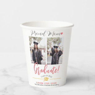 Simple Elegant Graduation gold Cap Thanks Script Paper Cups