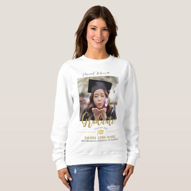 Simple Elegant Graduation gold Cap Thanks Script Sweatshirt (Front Full)