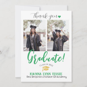 Simple Elegant Graduation gold Cap Thanks Script T Thank You Card
