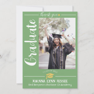 Simple Elegant Graduation gold Cap Thanks Script T Thank You Card