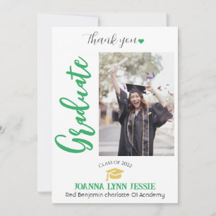 Simple Elegant Graduation gold Cap Thanks Script Thank You Card