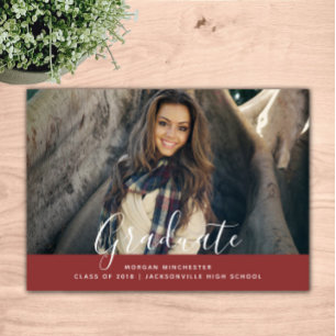 Simple Elegant Graduation Invite Burgundy