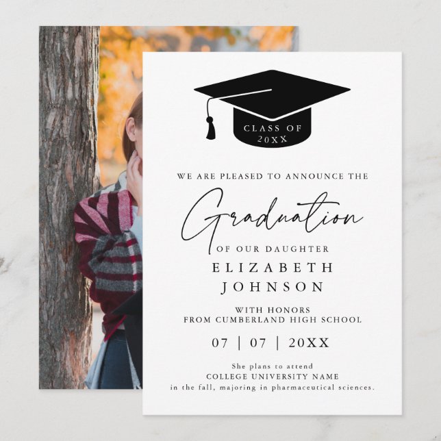 Simple Elegant Graduation Photo Announcement (Front/Back)