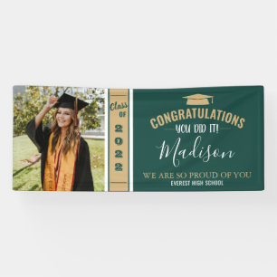 Simple Elegant Green 1 Photo Graduation Banner
