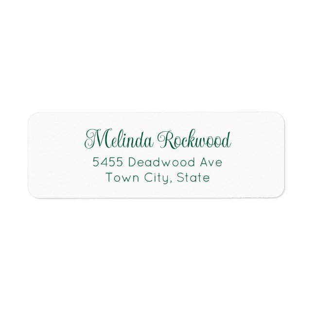 Simple & Elegant Green 2-Line Return Address (Front)
