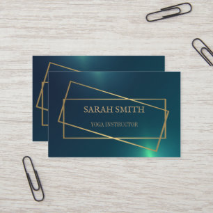 Simple Elegant Green Golden Yoga Instructor Business Card