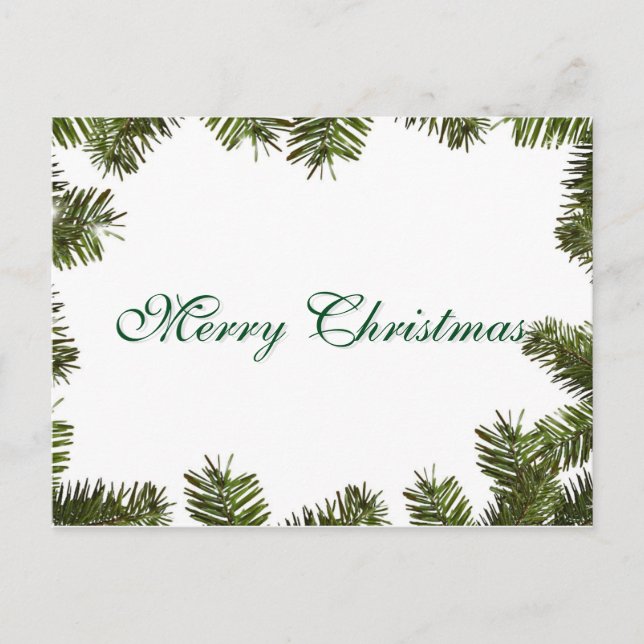 Simple Elegant Green Leaf Decor Merry Christmas Holiday Postcard (Front)
