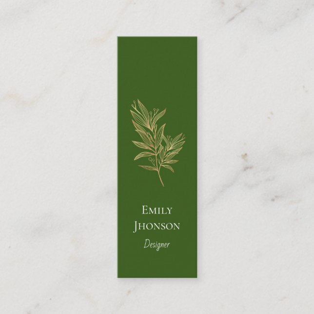 Simple Elegant Green Mini Business Card (Front)