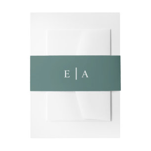 Simple Elegant Green Monogram Racing Green Invitation Belly Band