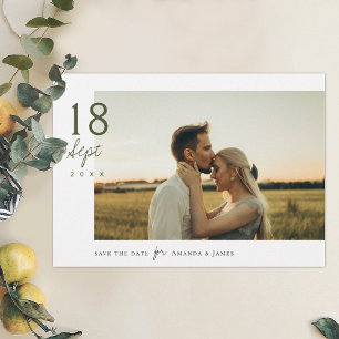 Simple Elegant Green Script Photo Save the Date Invitation