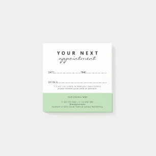 Simple Elegant Green White Salon Appointment Post-it Notes