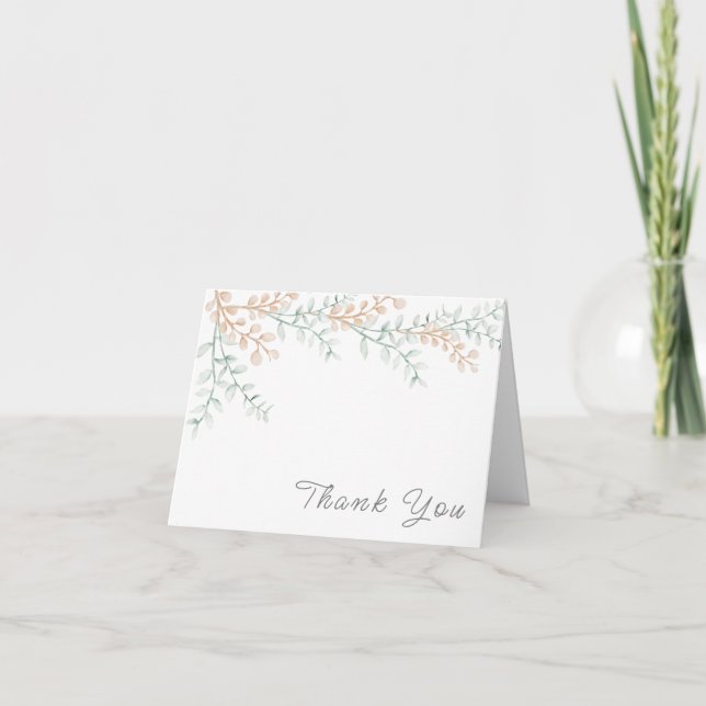 Simple Elegant Greenery Eucalyptus Baby Shower Thank You Card (Front)