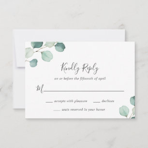 Simple Elegant Greenery Rustic Eucalyptus Wedding RSVP Card