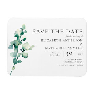 Simple Elegant Greenery Save The Date Wedding Magnet