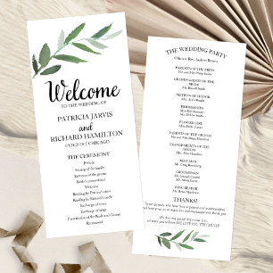 Simple Elegant Greenery Wedding Programs Programme