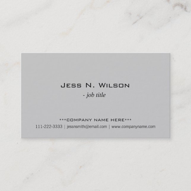 Simple, elegant grey business cards. business card (Front)