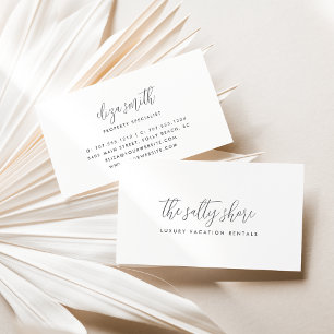 Simple Elegant Grey Calligraphy Script Business Card