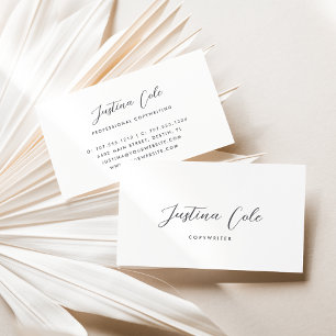 Simple Elegant Grey Calligraphy Script Business Card
