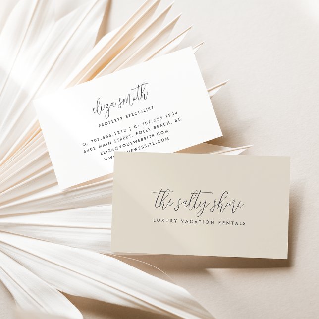 Simple Elegant Grey Calligraphy Script Business Card (Creator Uploaded)