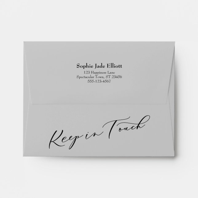 Simple Elegant Grey Change of Address Envelope (Back (Top Flap))