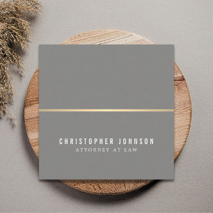 Simple Elegant Grey Faux Gold Line Attorney Square Business Card