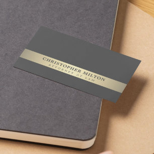 Simple Elegant Grey Faux Gold Stripe Attorney Business Card